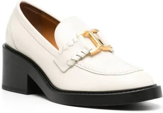 Chloé Marcie 60mm leather loafer pumps Neutrals