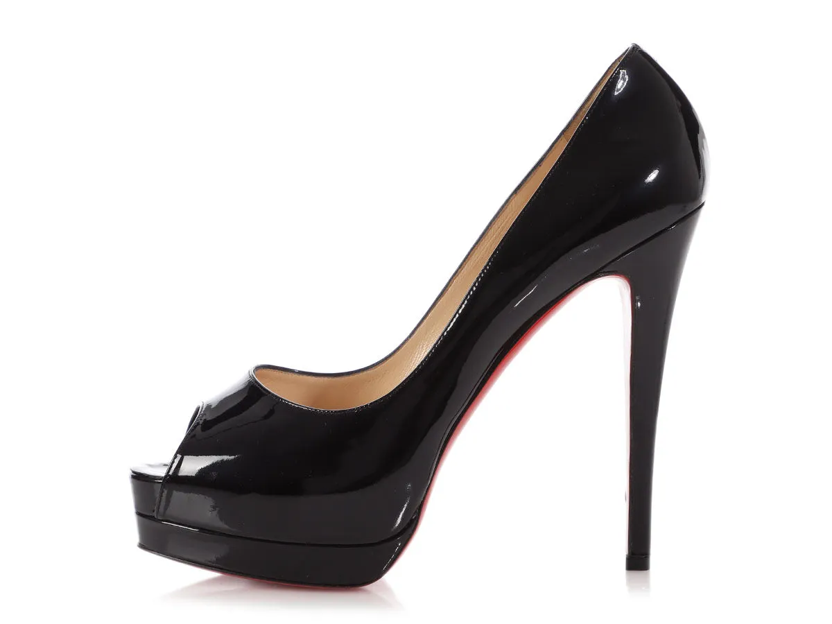 Christian Louboutin Black Patent Lady Peep 150 Pumps