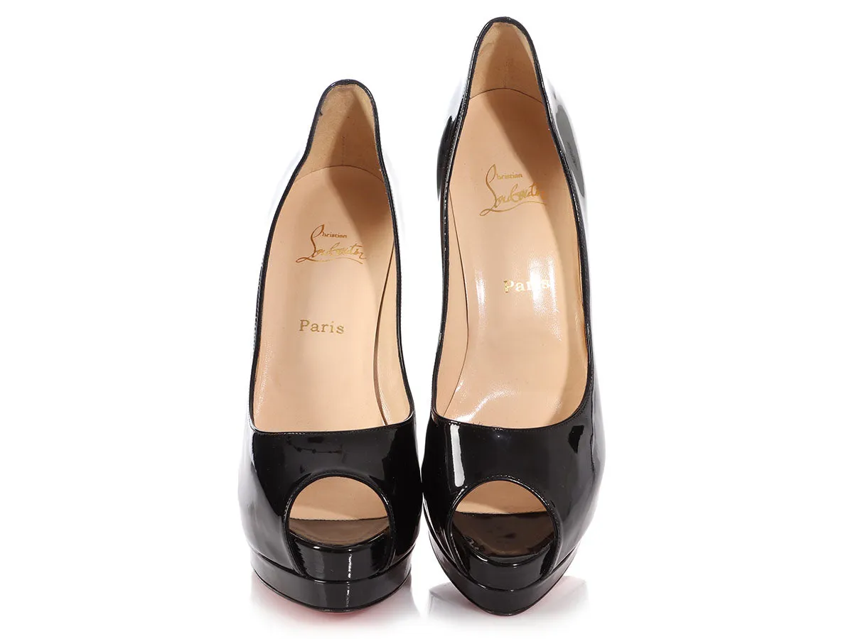 Christian Louboutin Black Patent Lady Peep 150 Pumps