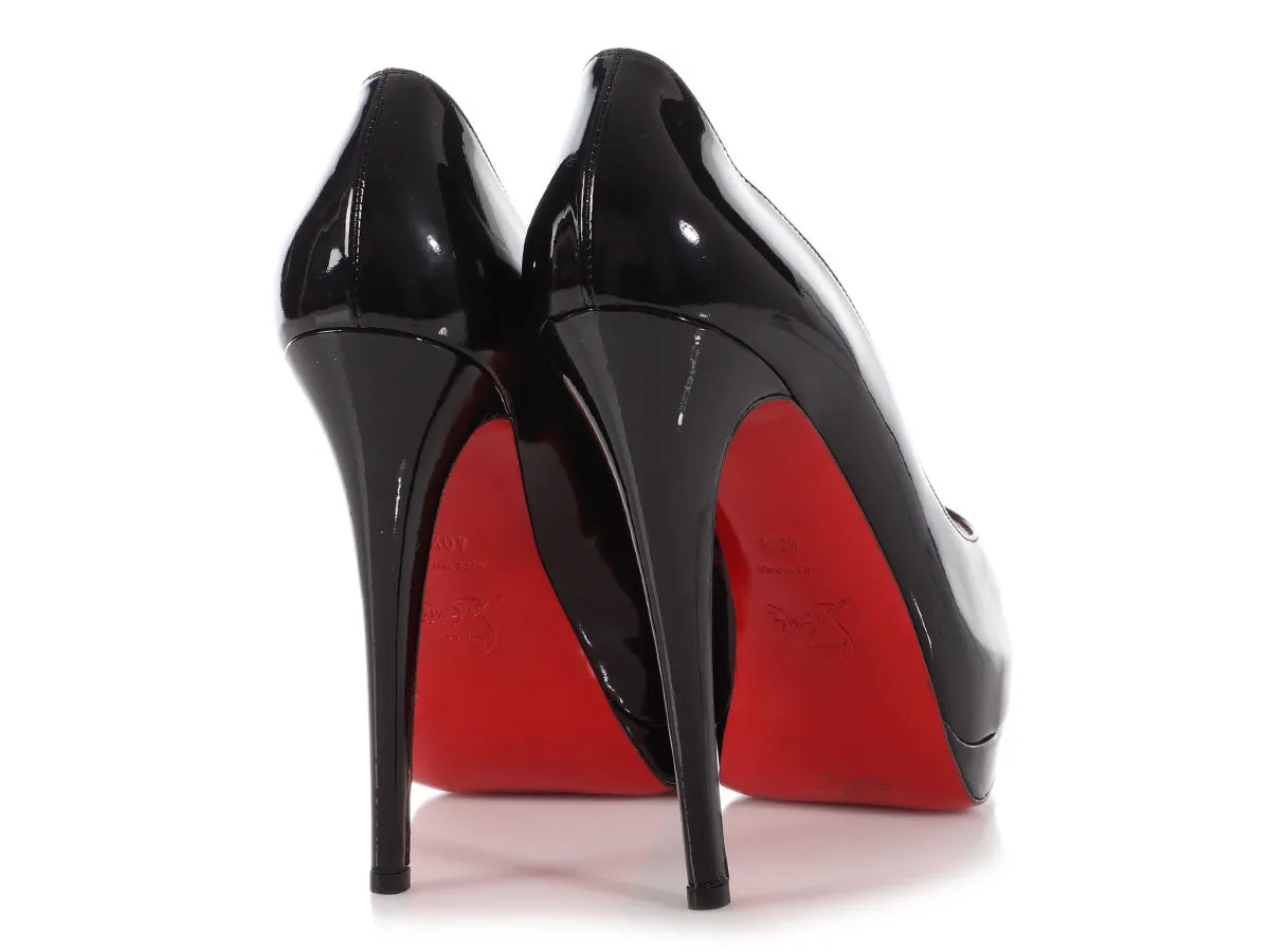 Christian Louboutin Black Patent Lady Peep 150 Pumps