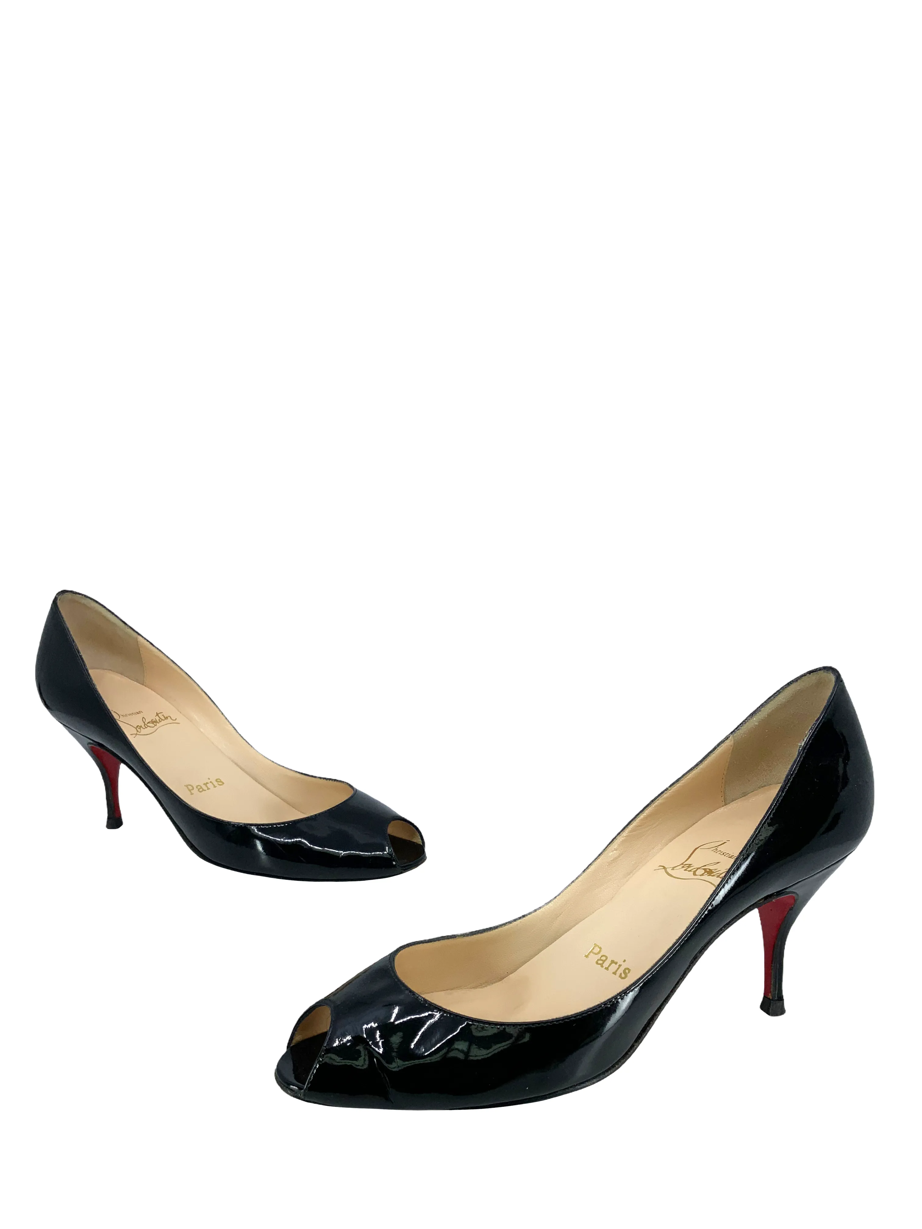 Christian Louboutin Patent Leather Peep Toe Pumps Size 7