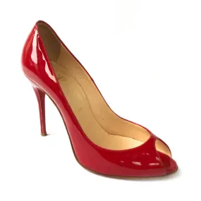 Christian Louboutin red patent leather peep-toe pumps