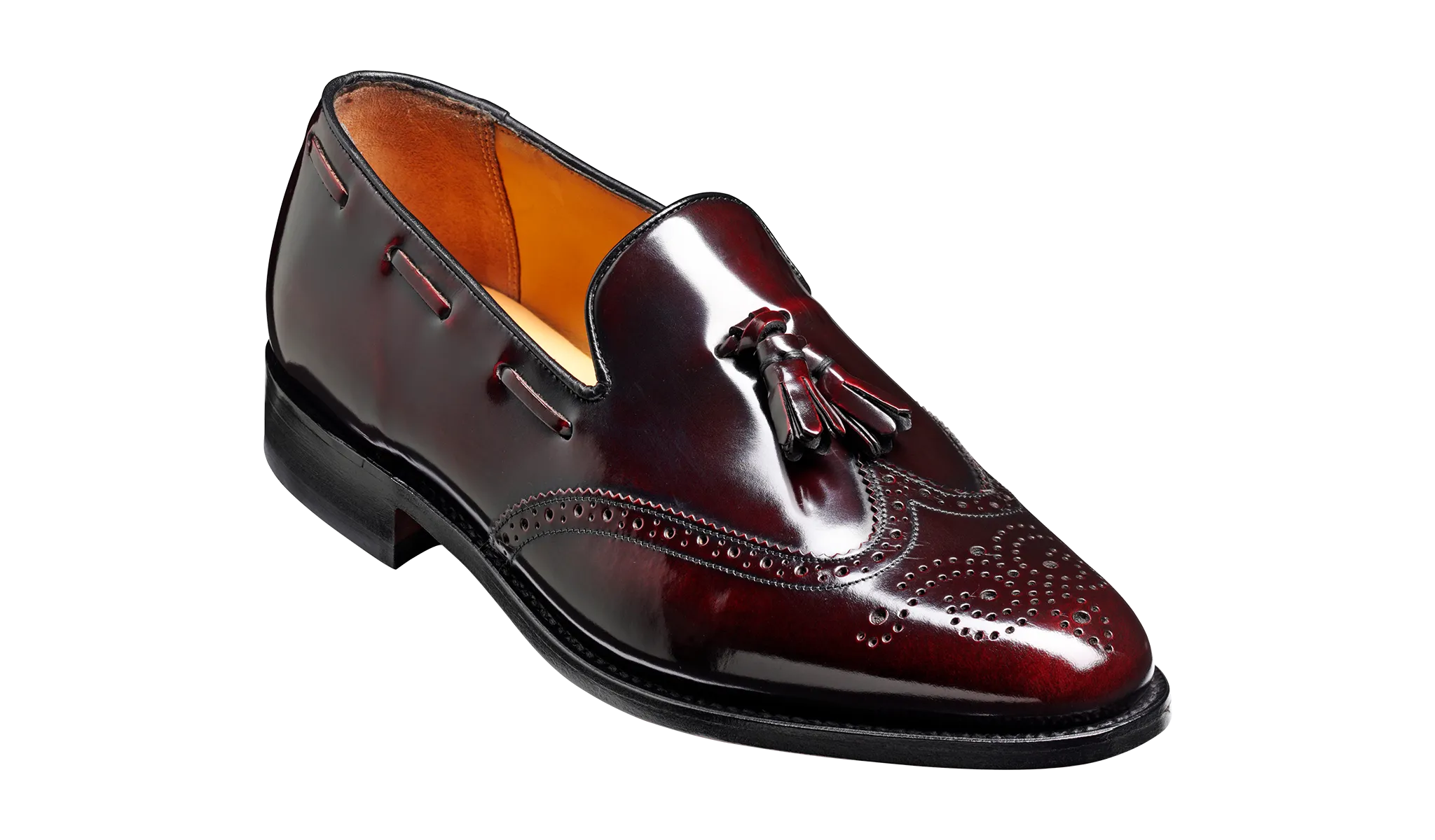 Clive - Burgundy Hi-Shine Wingtip Loafer Shoe