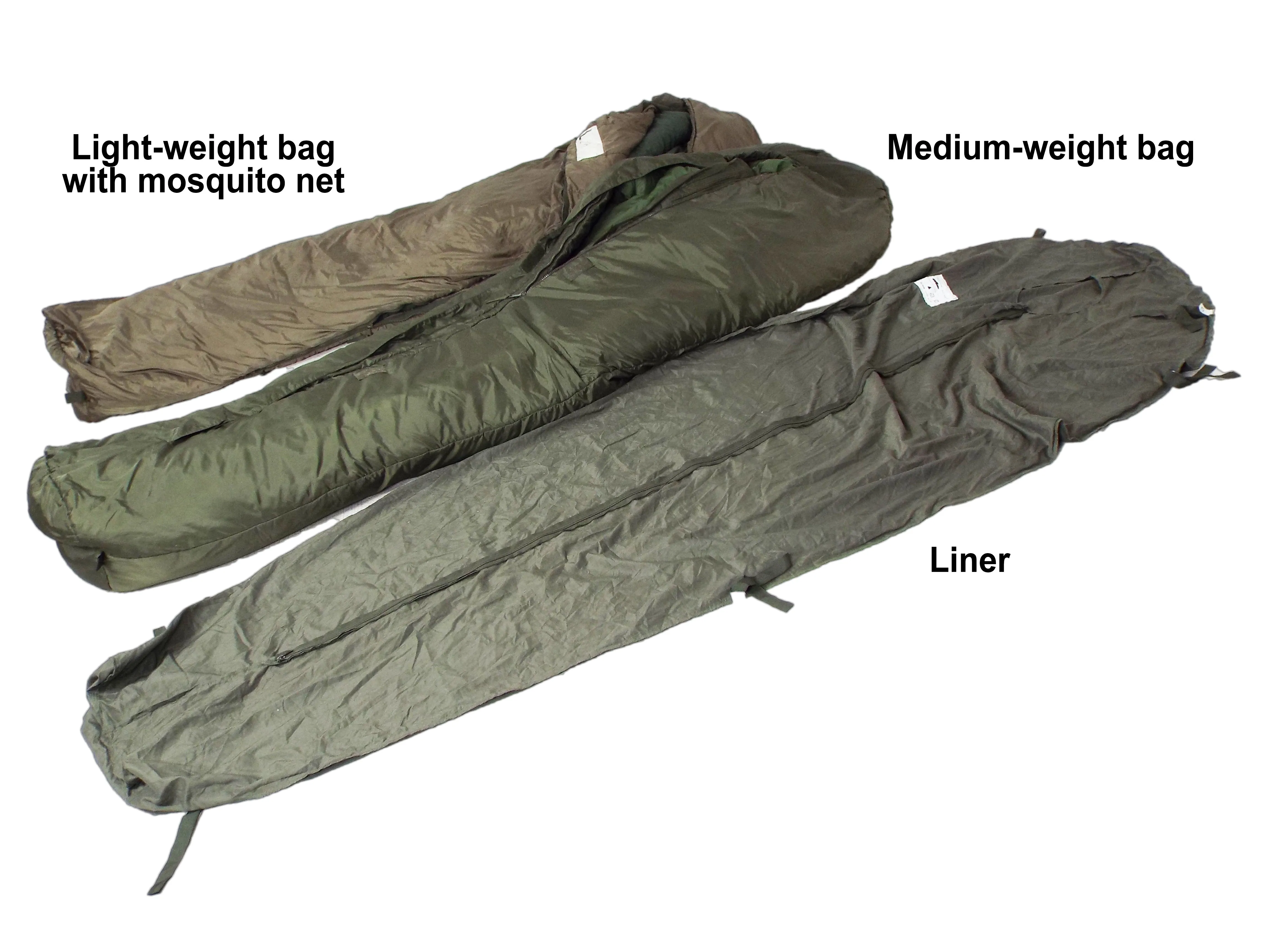 COMBO - Dutch NATO Military - Four Season/Arctic modular (light weight and medium weight sleeping bags system - and string carry