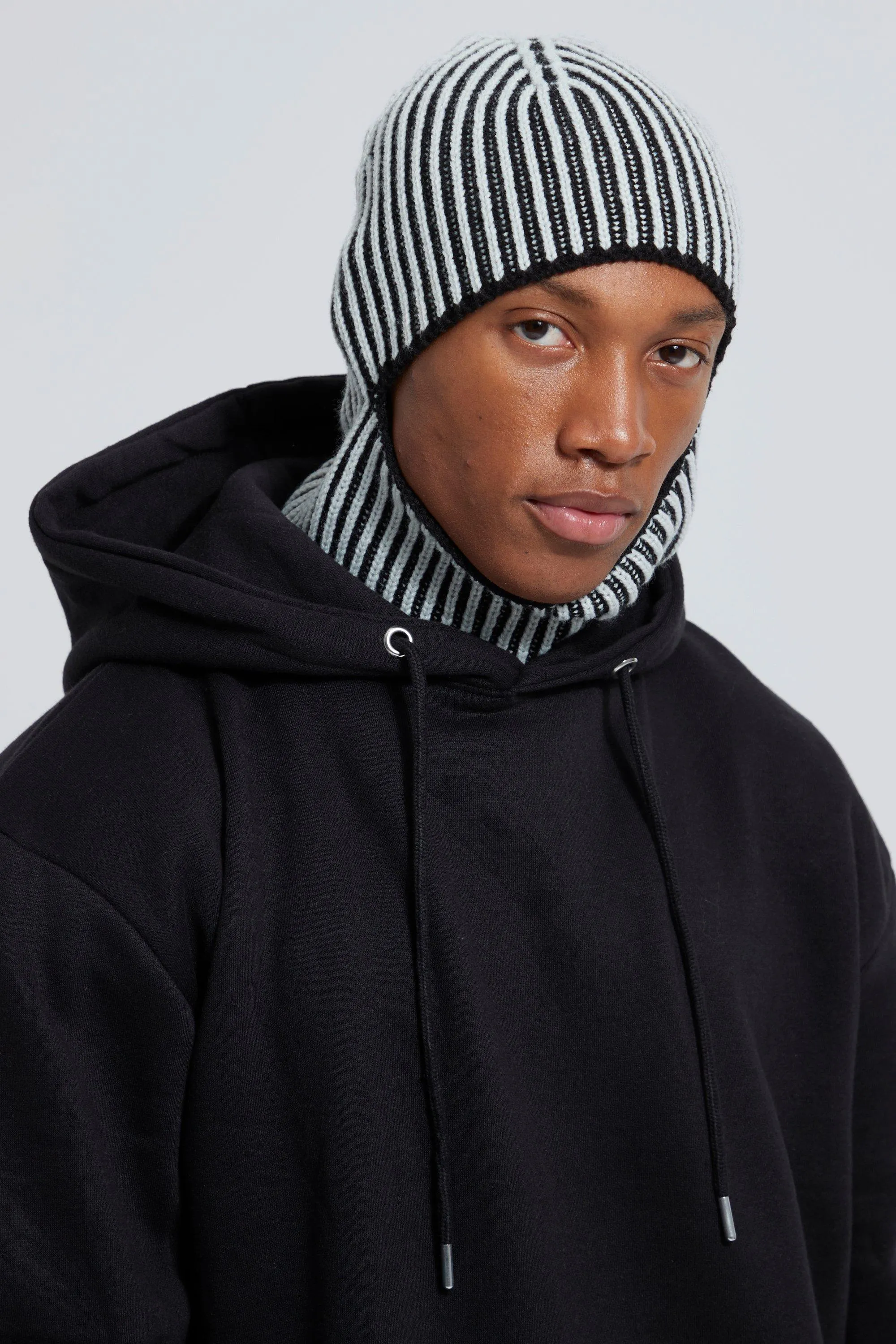 Contrast Rib Knitted Balaclava