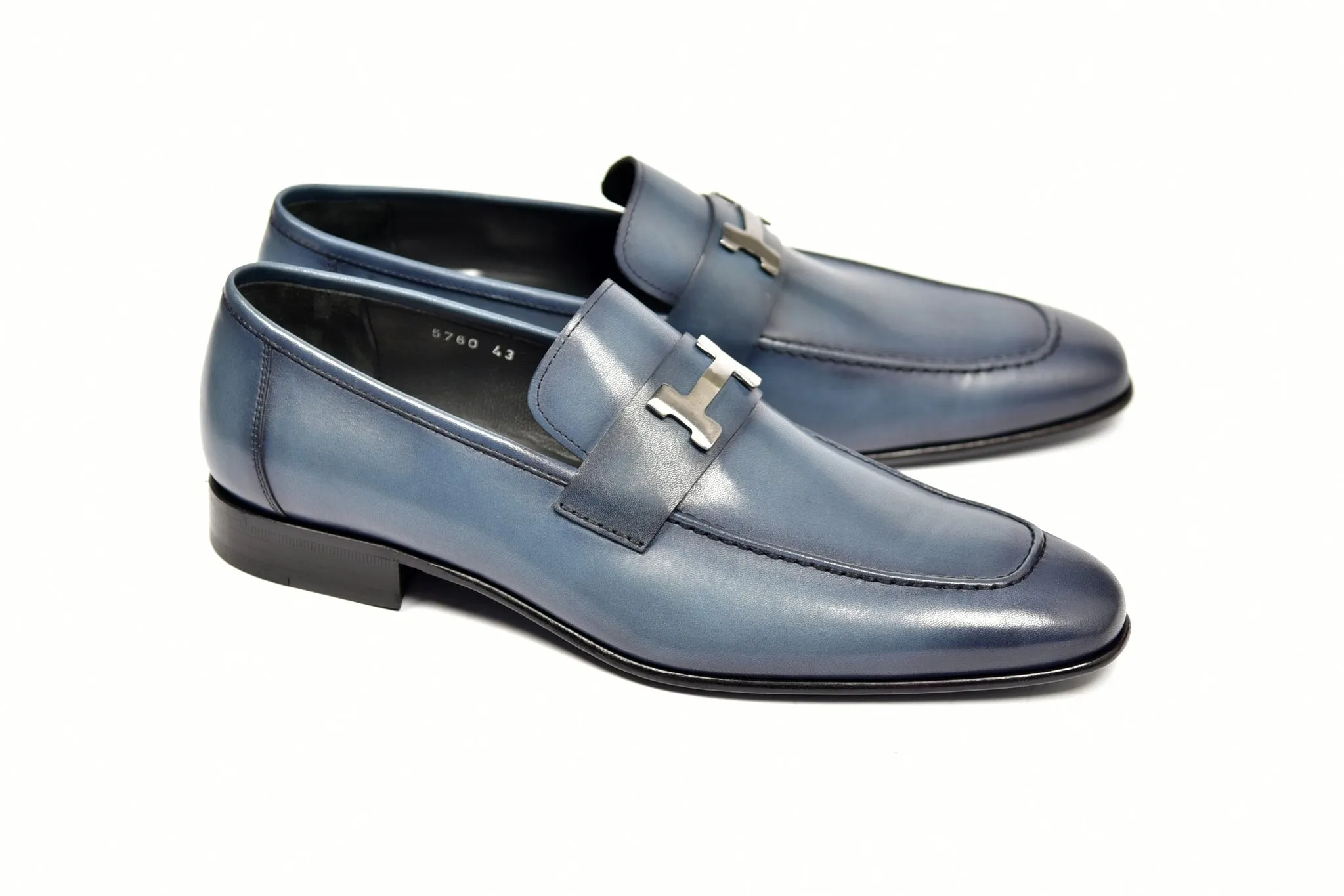 Corrente Burnished Calfskin Loafer Blue