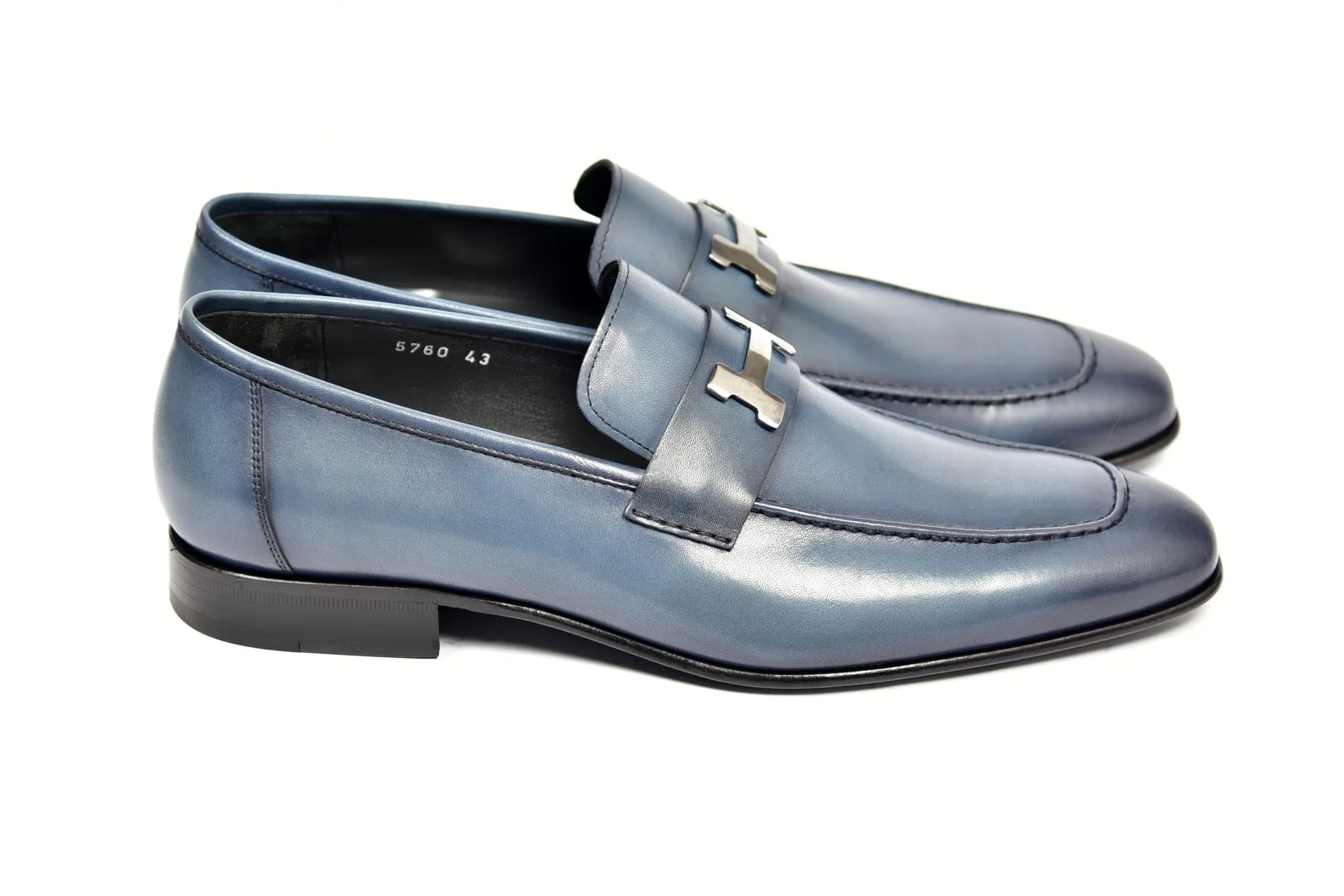 Corrente Burnished Calfskin Loafer Blue