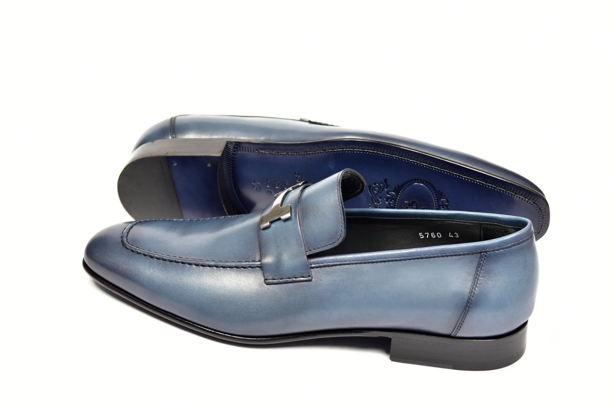 Corrente Burnished Calfskin Loafer Blue