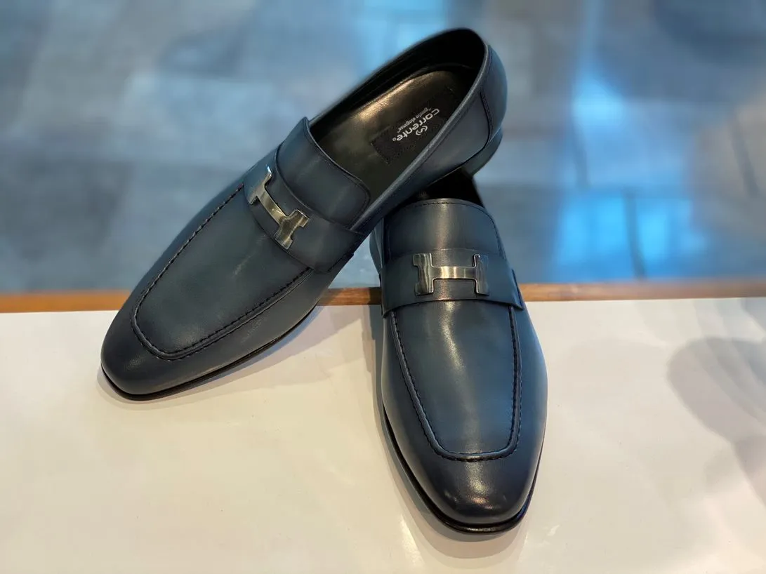 Corrente Burnished Calfskin Loafer Blue