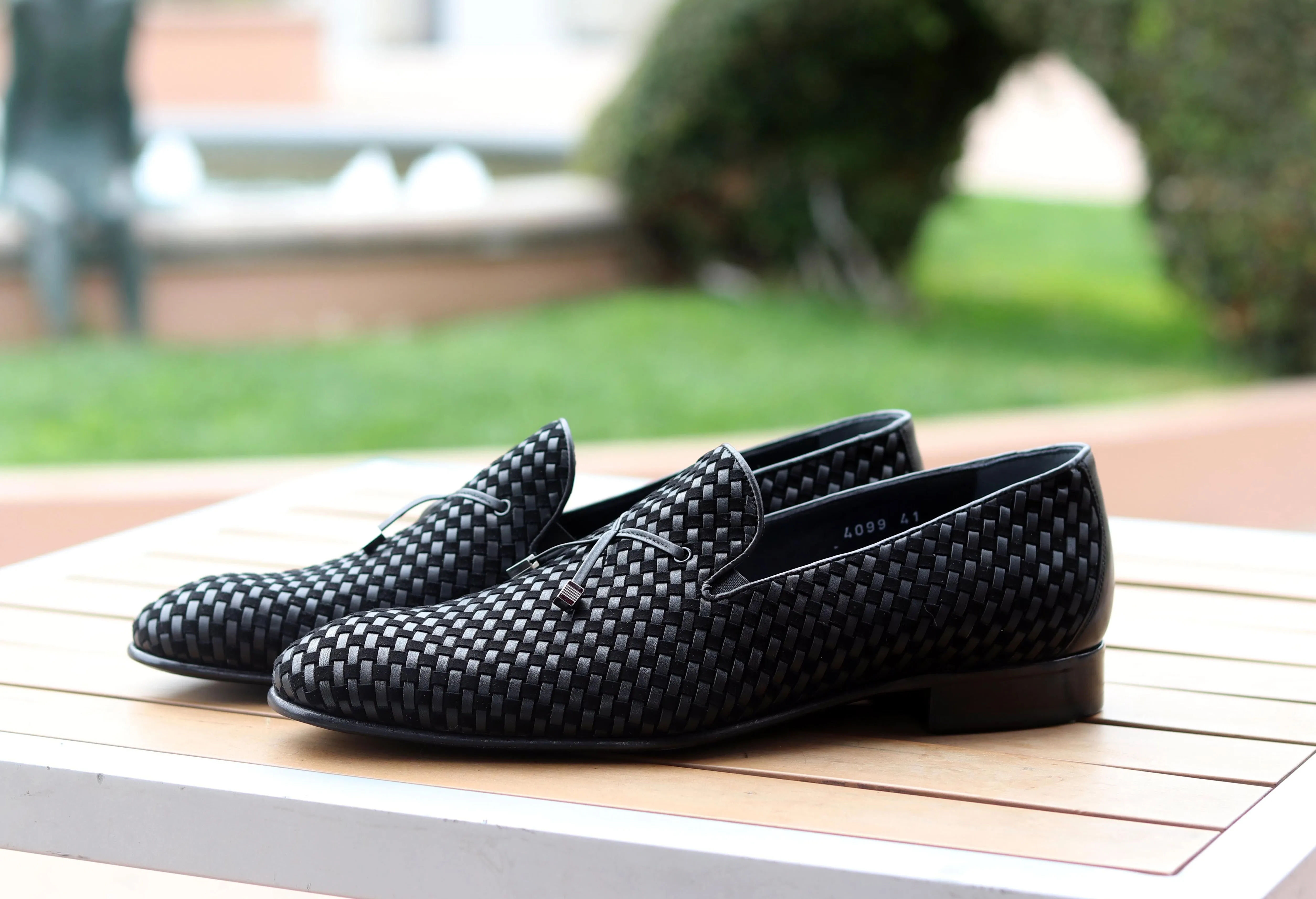 Corrente Woven Calfskin Slip-On Loafer Black