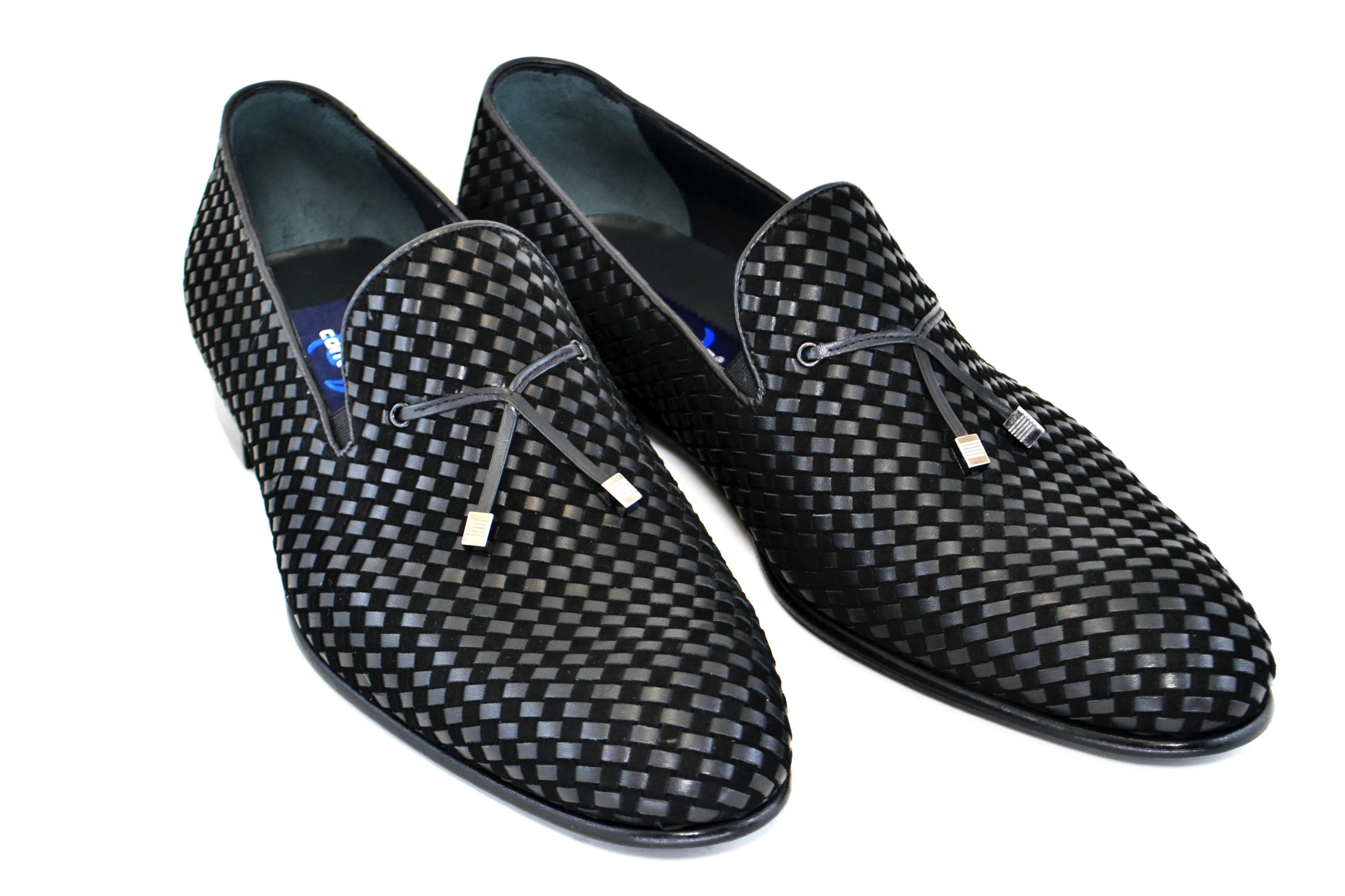 Corrente Woven Calfskin Slip-On Loafer Black