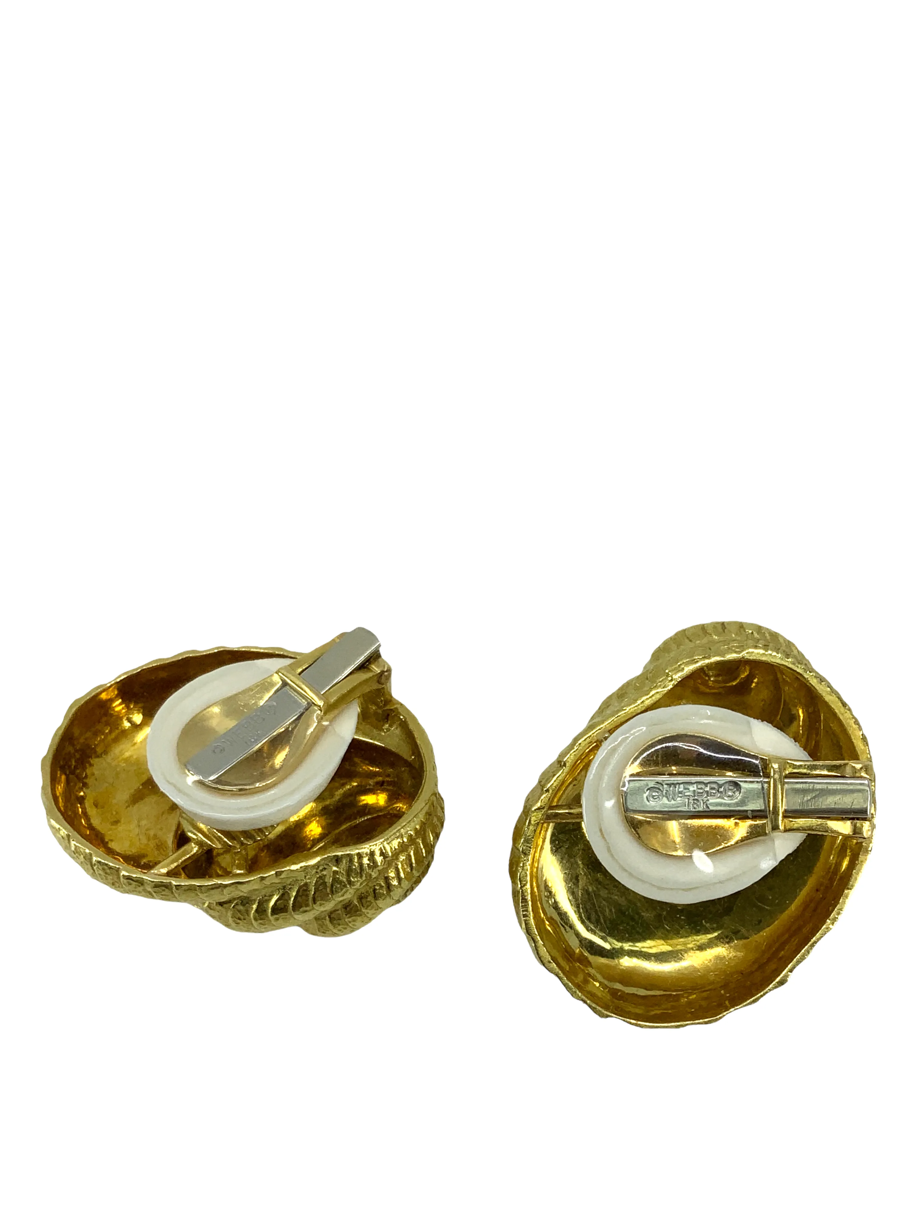 David Webb 18k Gold Shell Earrings