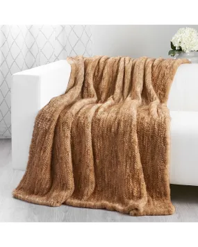 Demi-buff Knit Mink Fur Throw for Luxurious Home Decor at FurSource.com