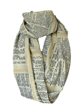 Dictionary Pages Infinity Scarf Gift For Her Handmade Limited Edition