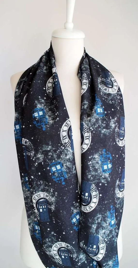 Doctor Who Tardis Handmade Infinity Scarf Black Limited Edition