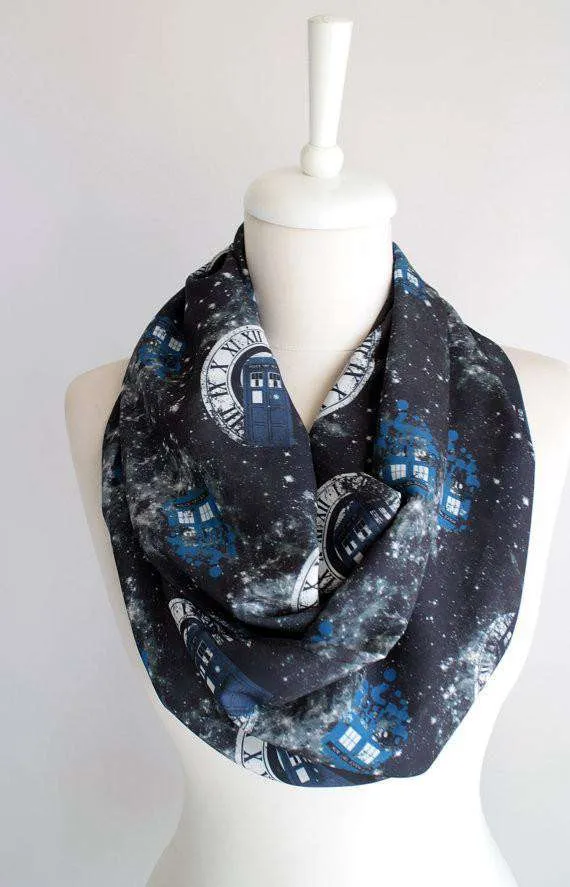 Doctor Who Tardis Handmade Infinity Scarf Black Limited Edition