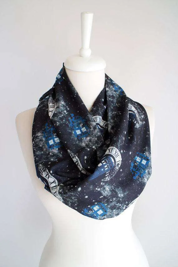 Doctor Who Tardis Handmade Infinity Scarf Black Limited Edition