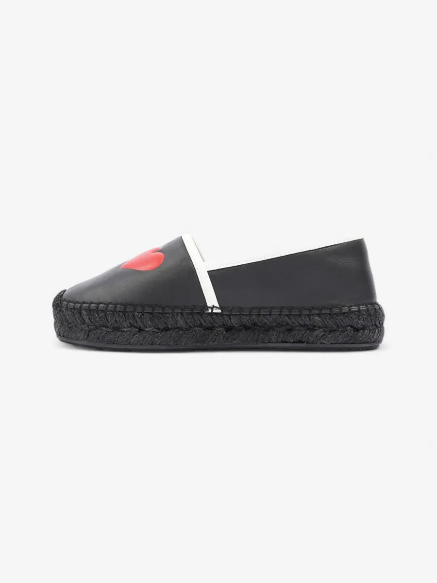 Dolce and Gabbana Logo Embossed Slip On Espadrille Black / White / Red Leather EU 37 UK 4