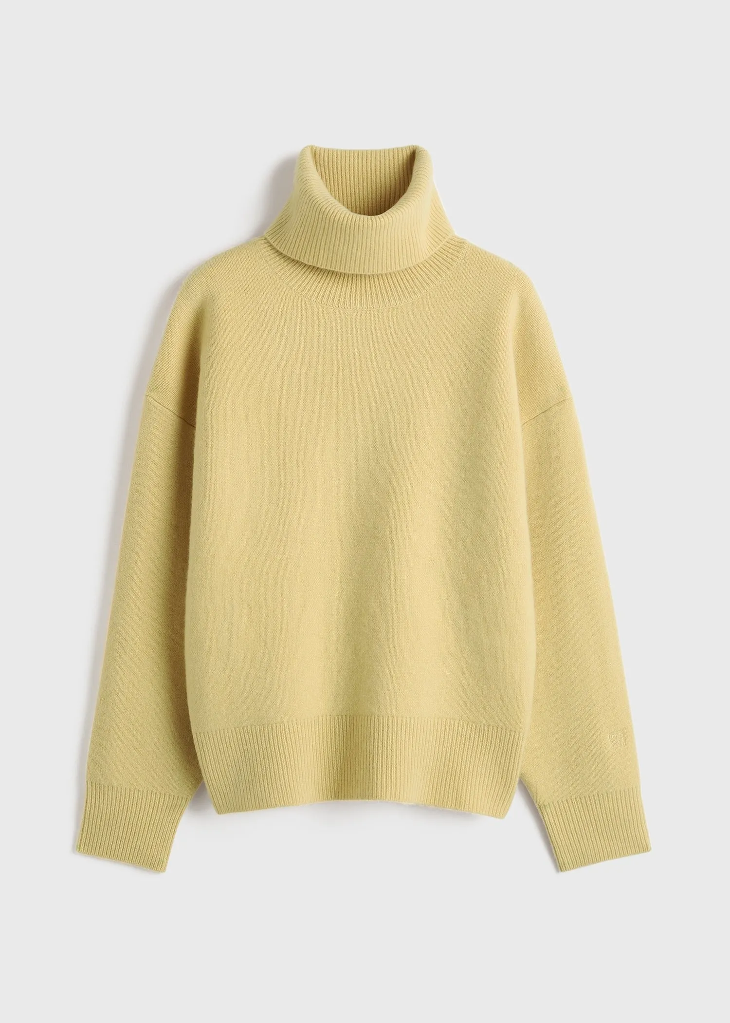 Double-knit turtleneck soft yellow