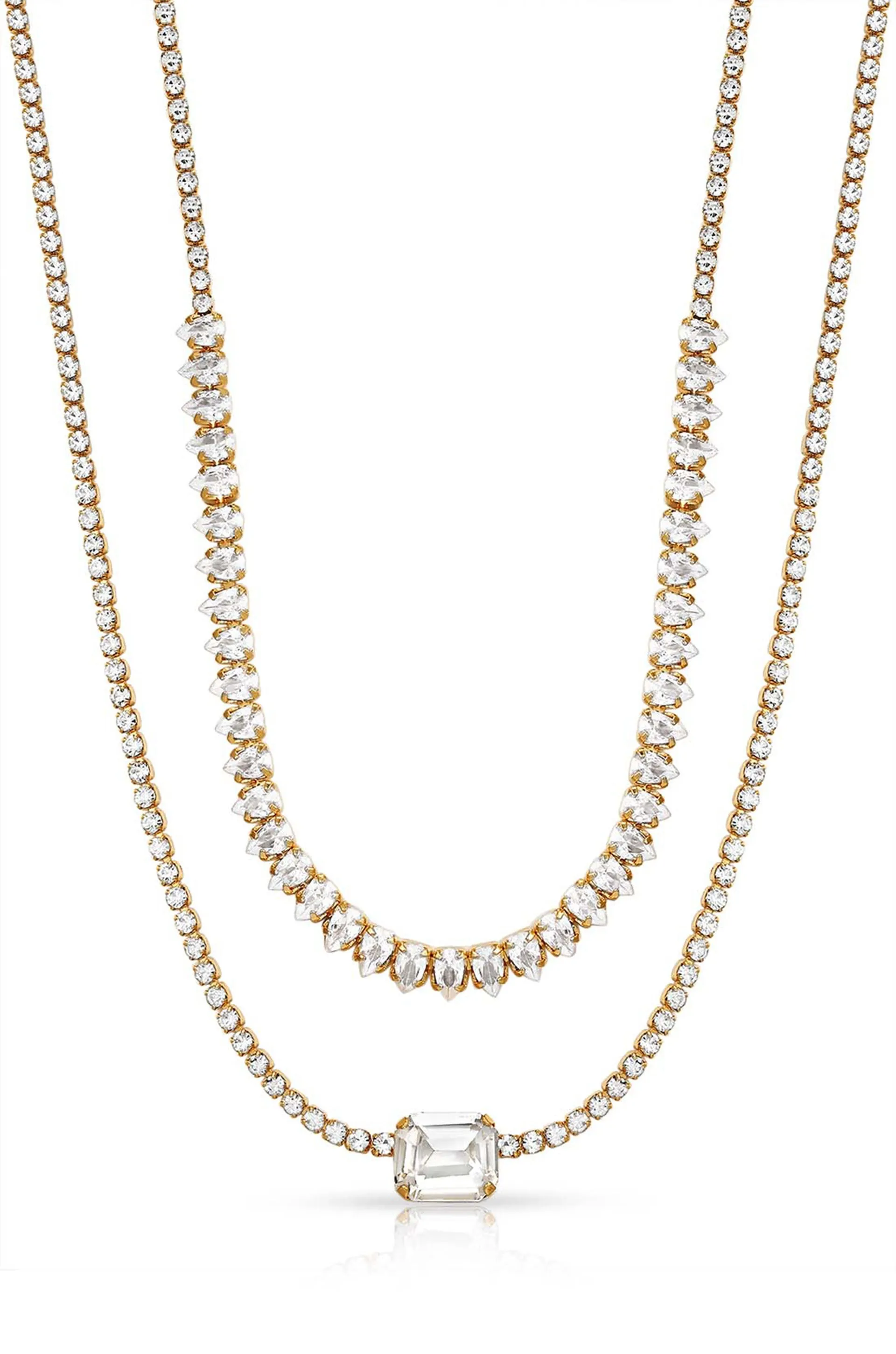 Double Layer Crystal Shine 18k Gold Plated Necklace