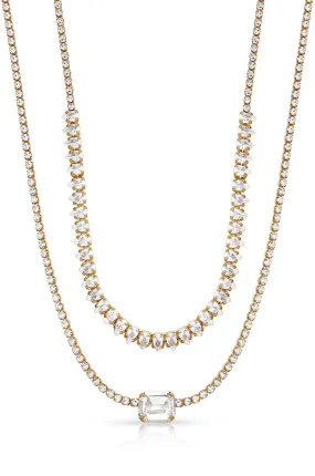 Double Layer Crystal Shine 18k Gold Plated Necklace