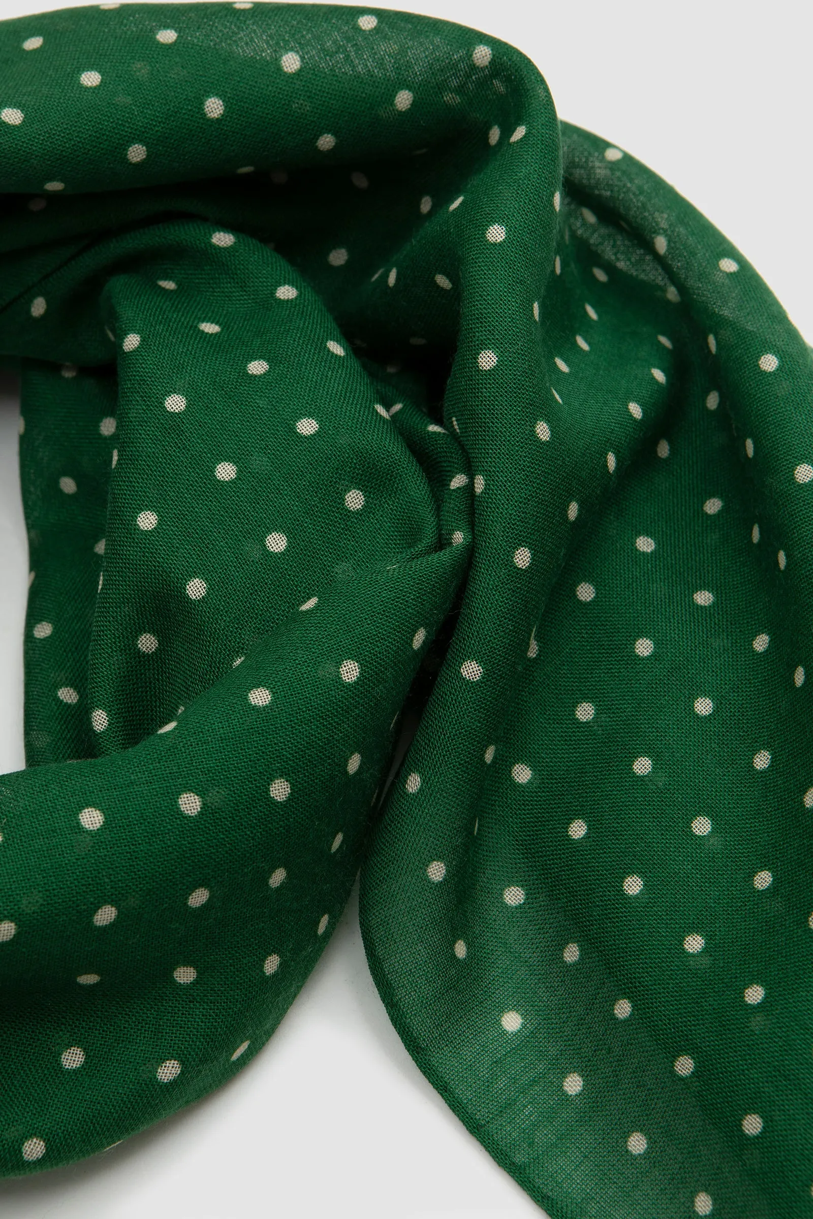 Drake's Polka Dot Tubular Scarff Green