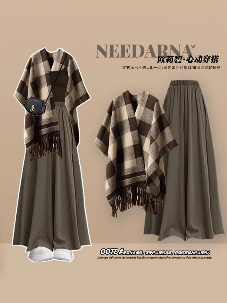 Early autumn Maillard wasteland style Sichuan wear a complete set of Korean atmosphere dress high-end suit skirt