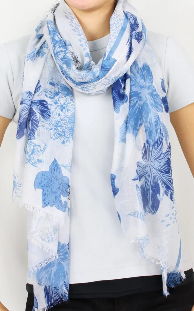 EAS9963 Floral Print Oblong Scarf