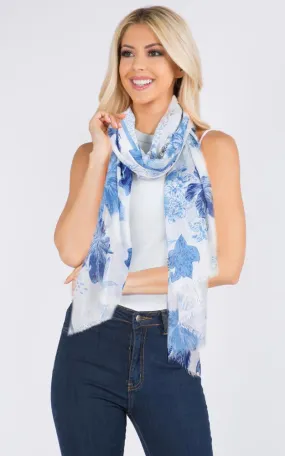 EAS9963 Floral Print Oblong Scarf