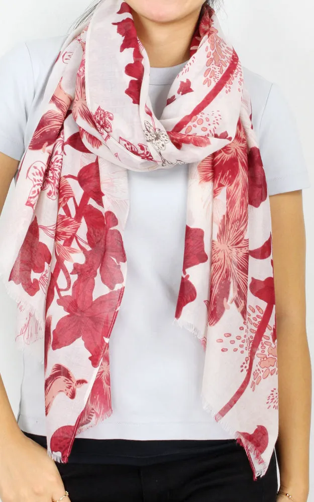 EAS9963 Floral Print Oblong Scarf