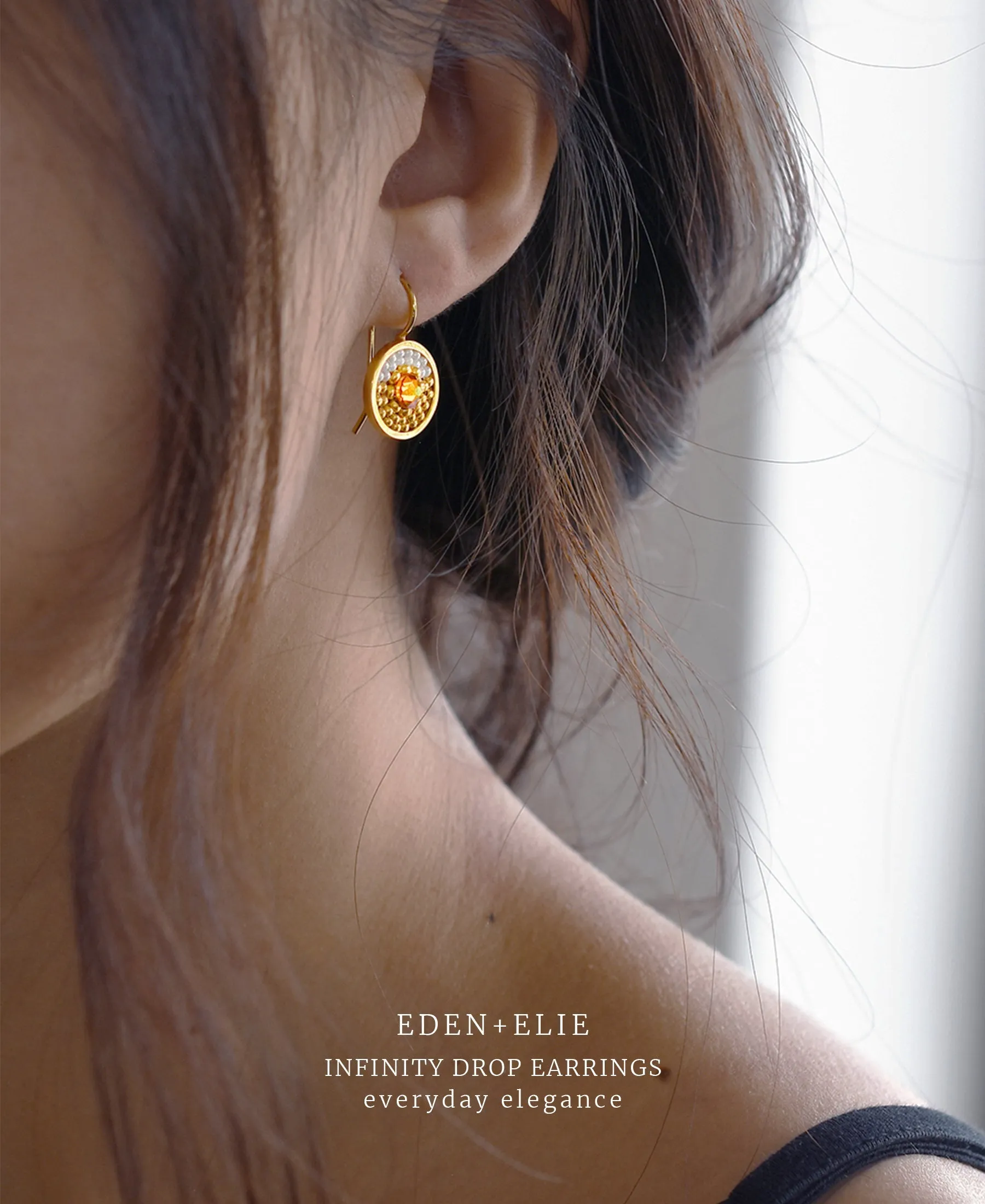 EDEN + ELIE Infinity drop earrings - shell