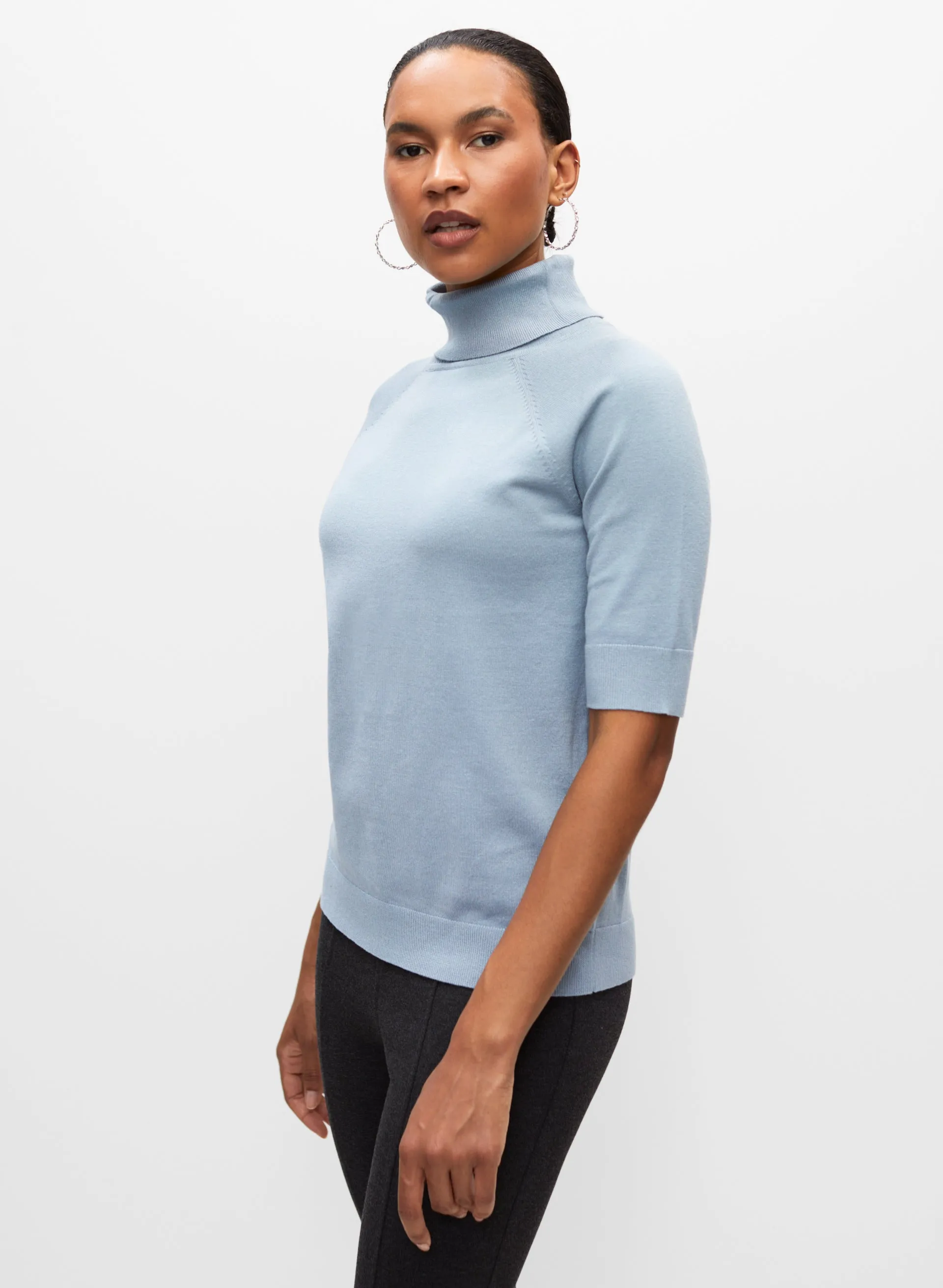 Elbow Sleeve Turtleneck Sweater