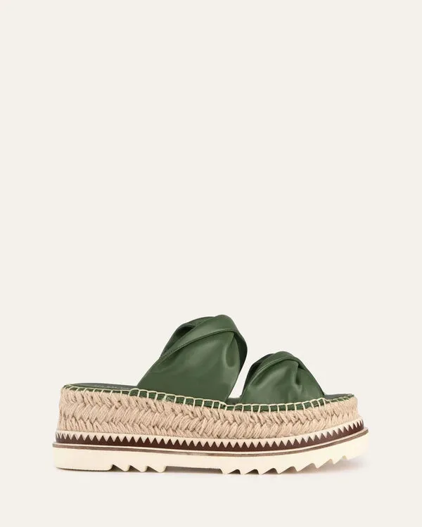 Elena espadrille slides moss green leather