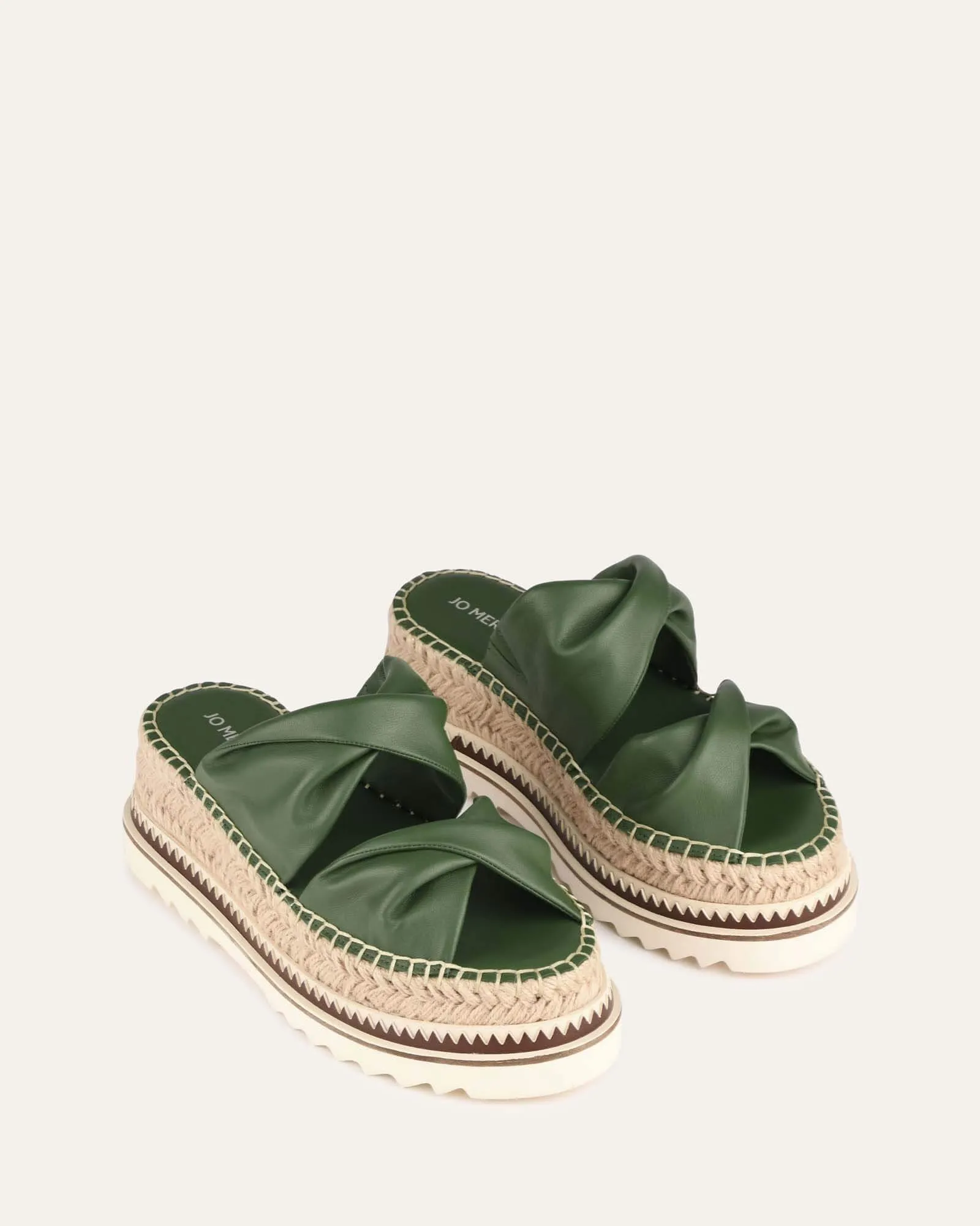 Elena espadrille slides moss green leather