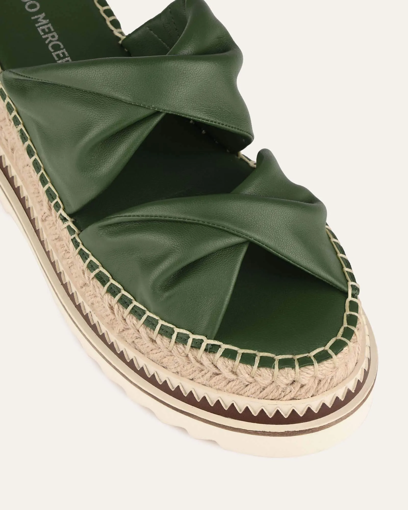 Elena espadrille slides moss green leather