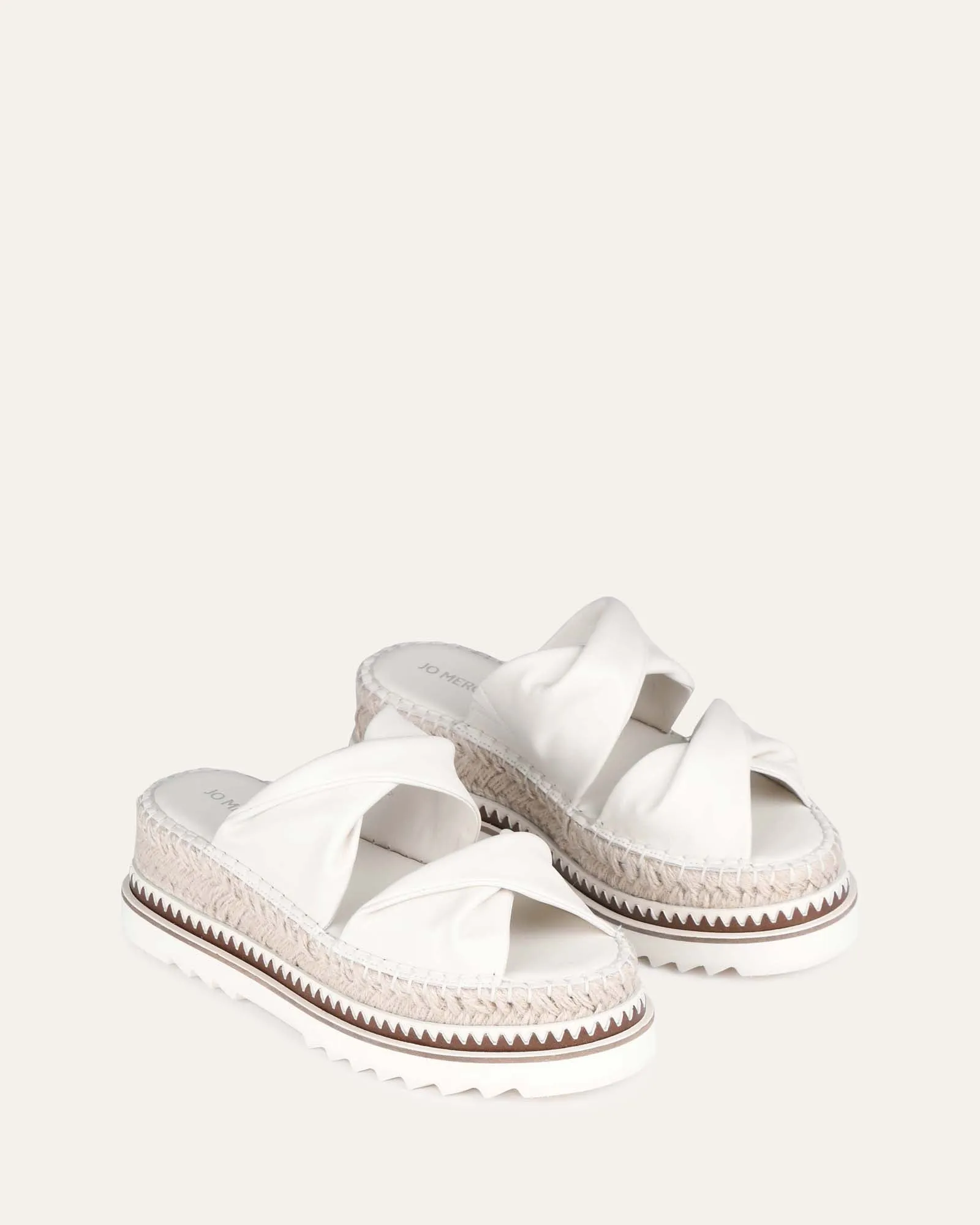 Elena espadrille slides off white leather