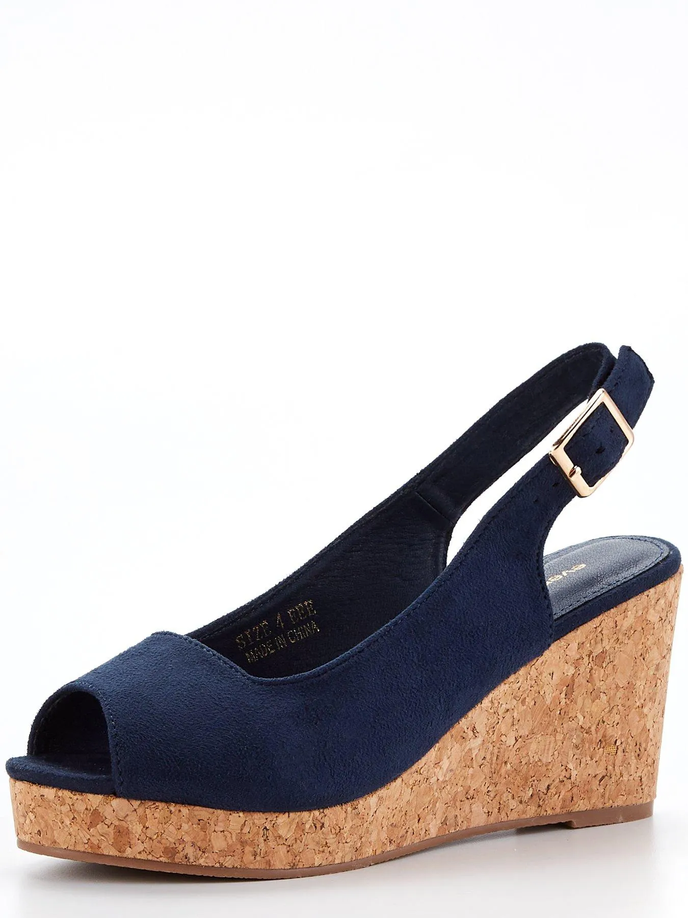 Everyday Extra Wide Fit Peep Toe Wedge - Navy