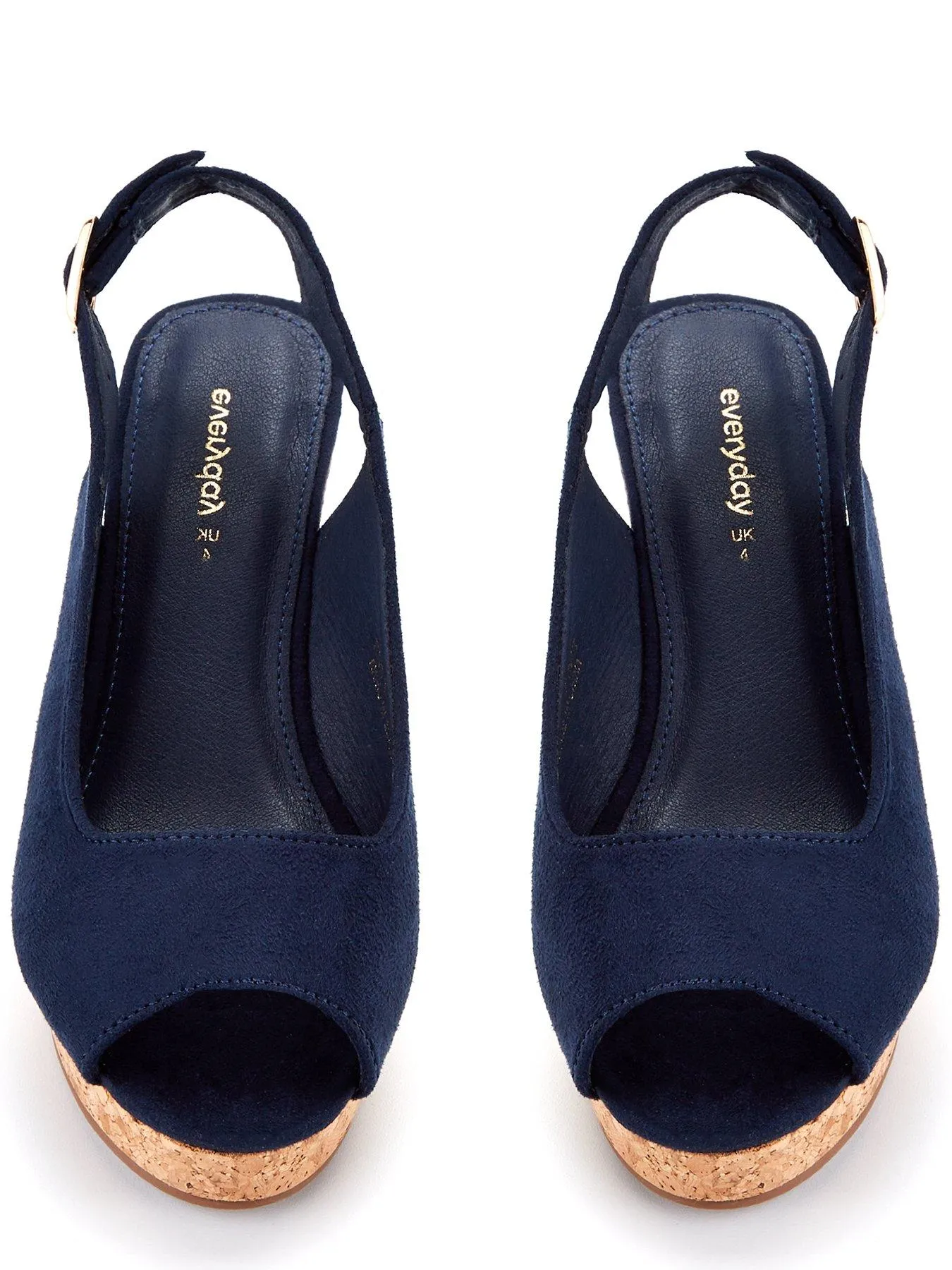 Everyday Extra Wide Fit Peep Toe Wedge - Navy