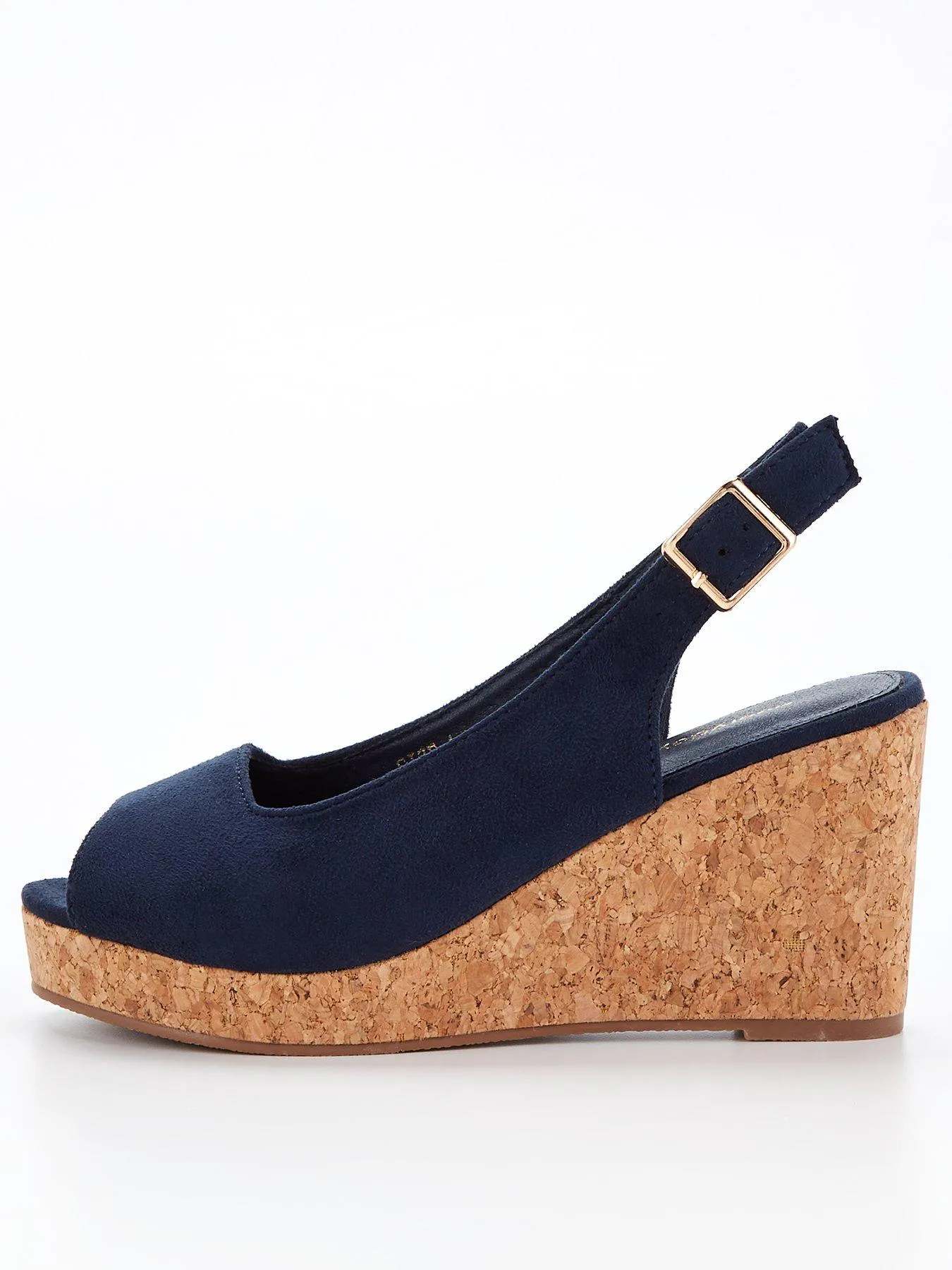 Everyday Extra Wide Fit Peep Toe Wedge - Navy