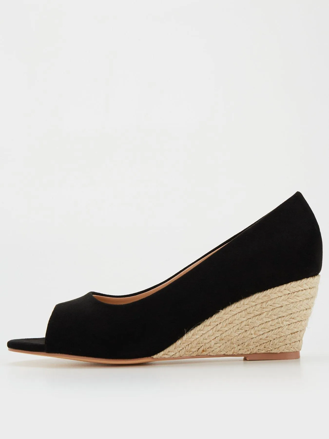 Everyday Wide Fit Peep Toe Wedge Shoe - Black