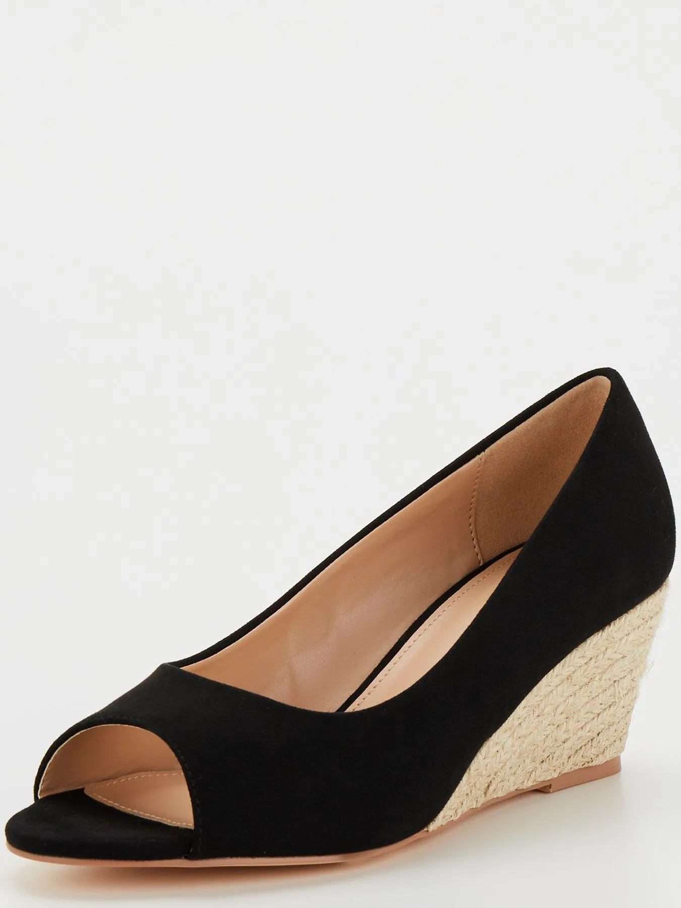 Everyday Wide Fit Peep Toe Wedge Shoe - Black