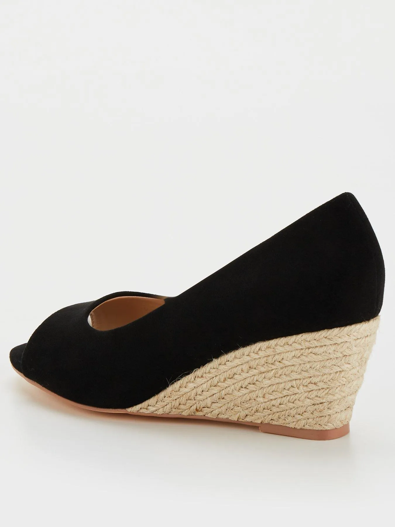 Everyday Wide Fit Peep Toe Wedge Shoe - Black