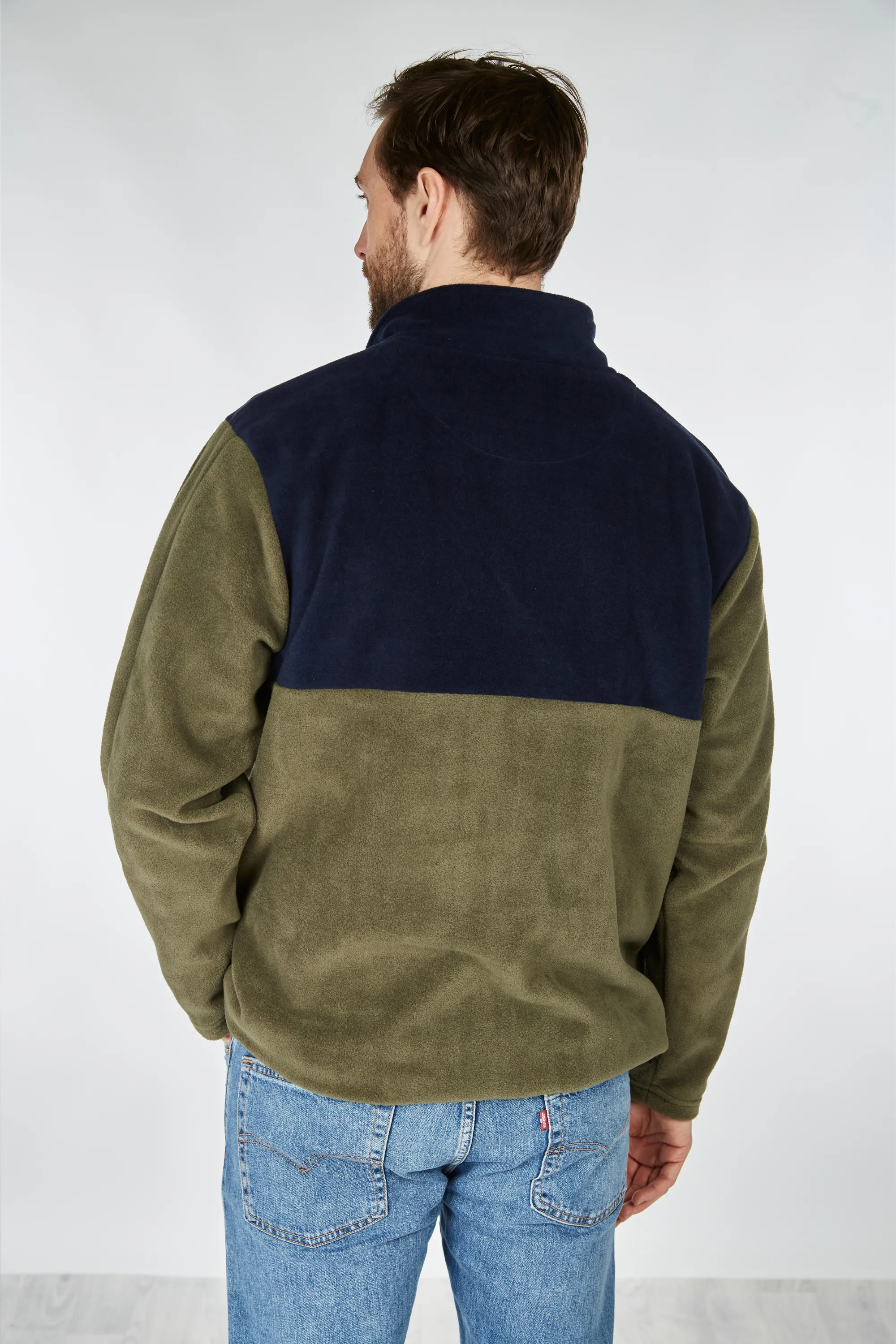 Exeter Fleece Unisex Quarter Zip - Navy & Green