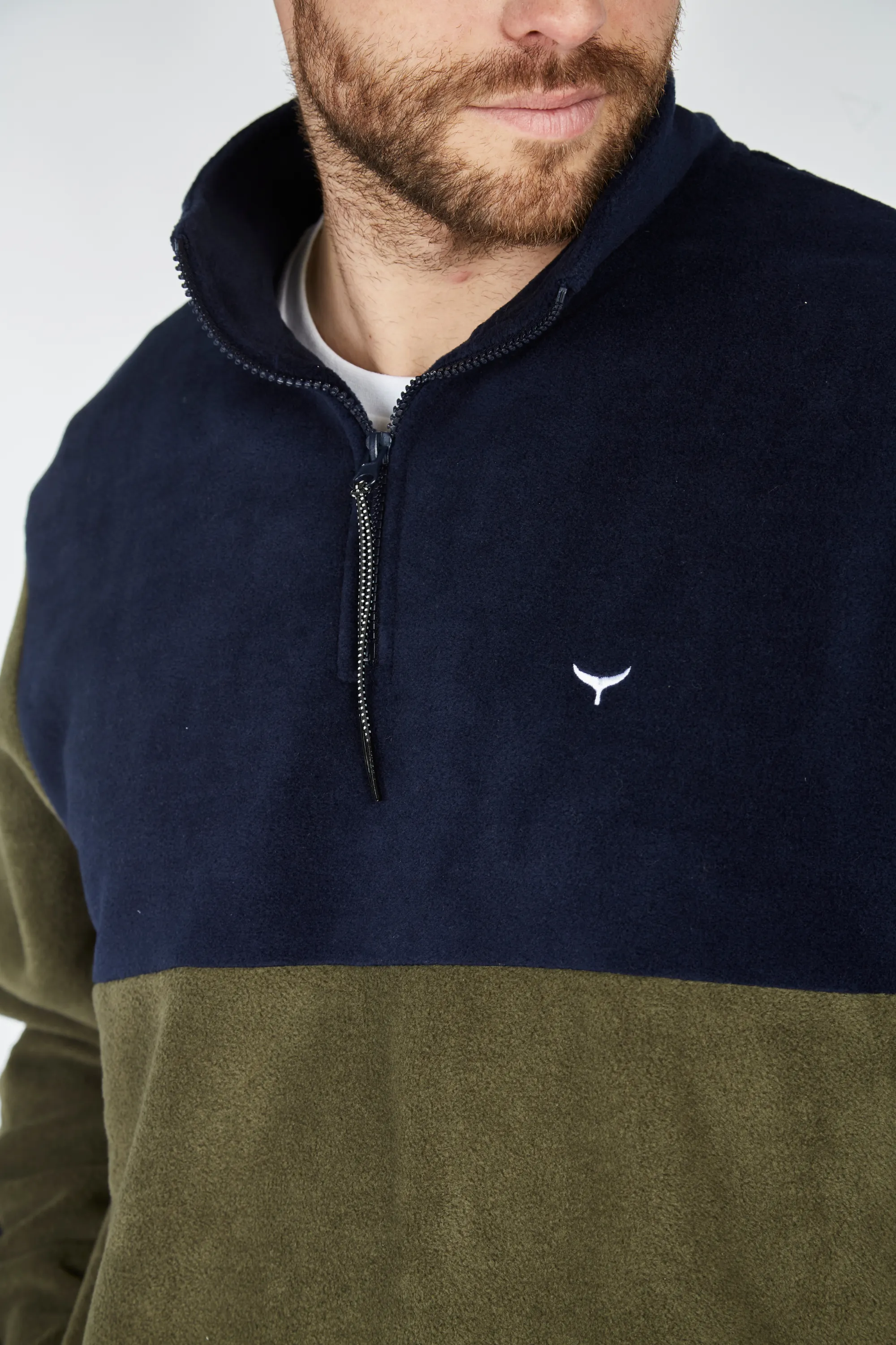 Exeter Fleece Unisex Quarter Zip - Navy & Green