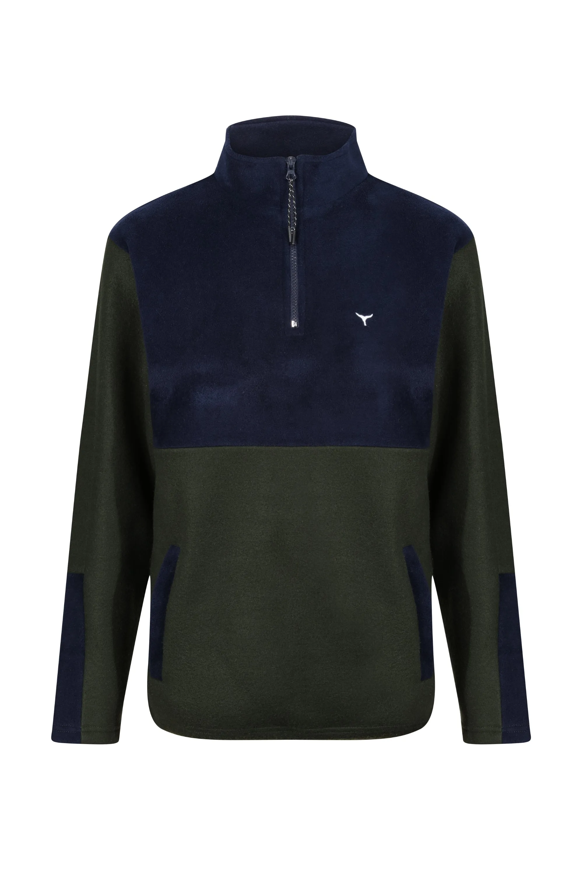 Exeter Fleece Unisex Quarter Zip - Navy & Green