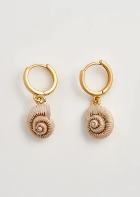 Fable England Sea Snail Shell Huggie Earrings