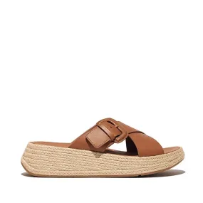 FITFLOP | SANDALIAS MUJER | F-MODE ESPADRILLE BUCKLE LEATHER FLATFORM SLIDES LIGHT TAN | MARRN