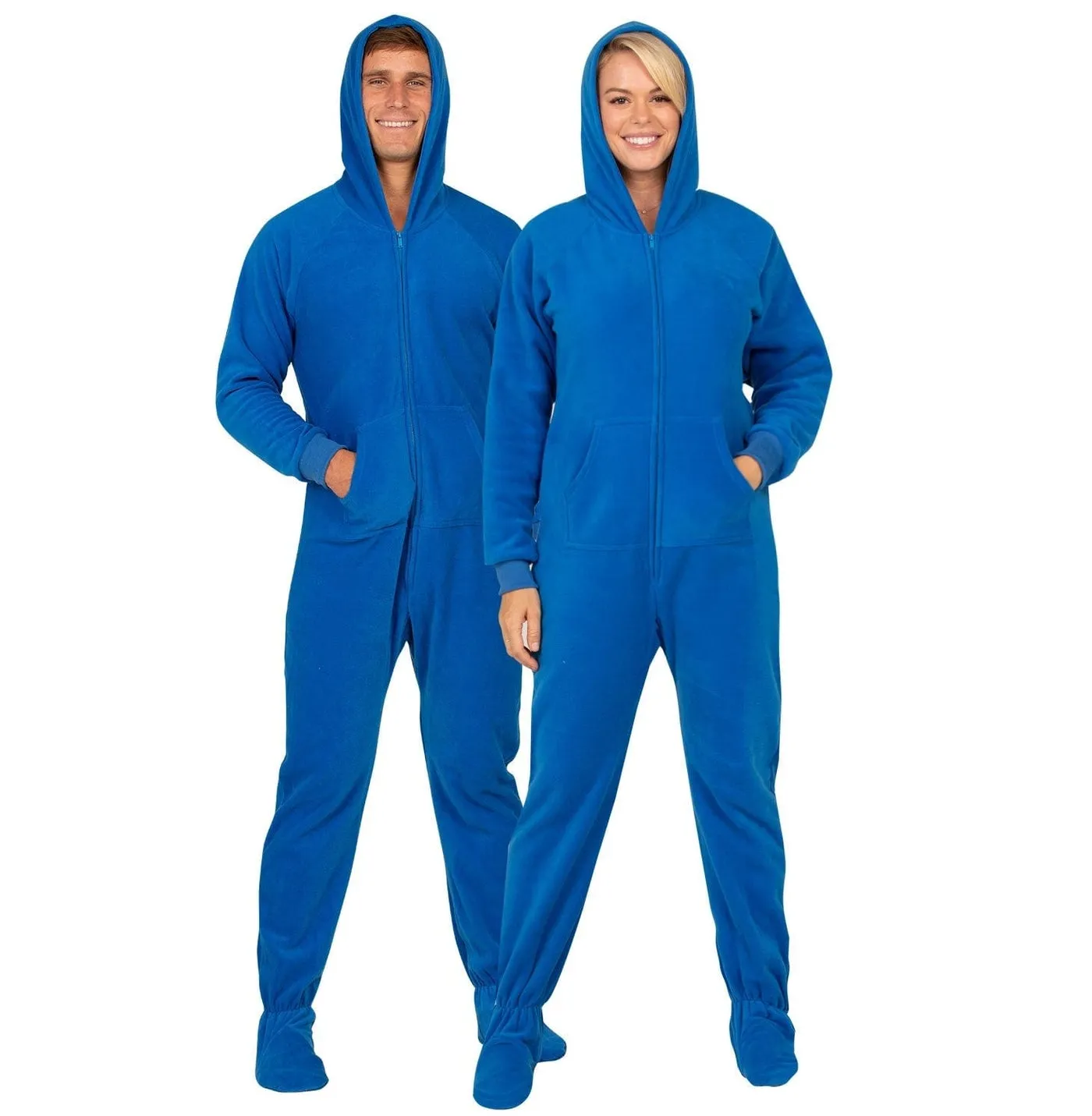 Footed Pajamas Co. Family Matching Brilliant Blue Hoodie Fleece Onesie*