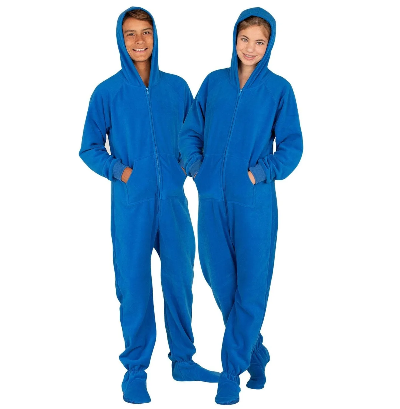 Footed Pajamas Co. Family Matching Brilliant Blue Hoodie Fleece Onesie*