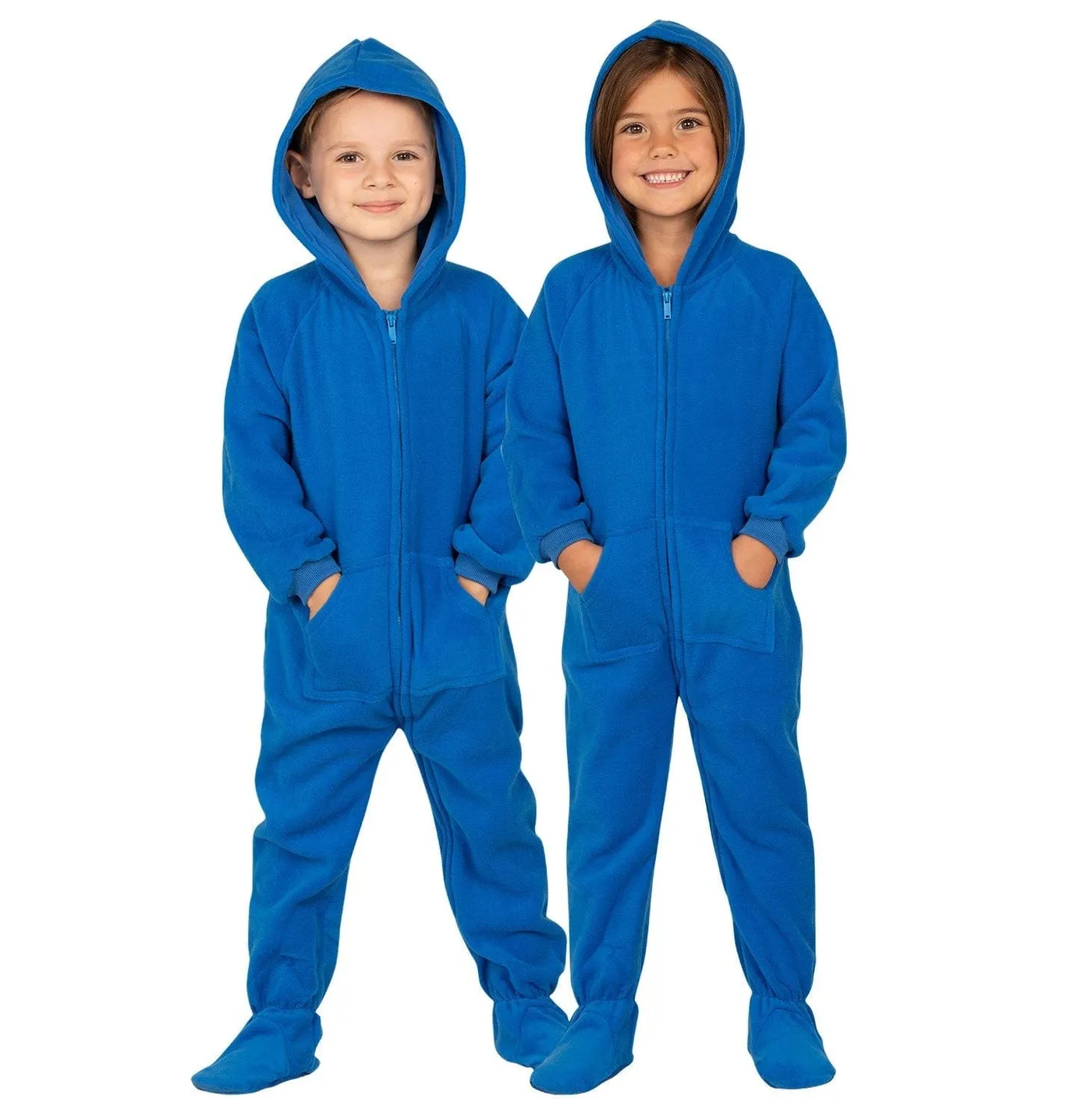 Footed Pajamas Co. Family Matching Brilliant Blue Hoodie Fleece Onesie*